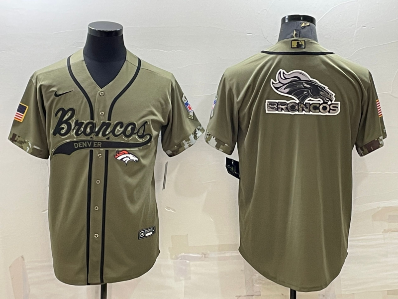 Men's Denver Broncos Olive Salute to Service Team Big Logo Cool Base Stitched Baseball Jersey Men's Denver Broncos Olive Salute to Service Team Big Logo Cool Base Stitched Baseball Jersey